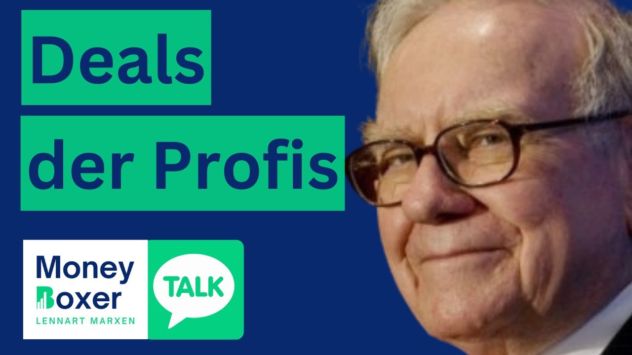 Screenshot mit dem Text: "Deals der Profis: MoneyBoxer Lennart Marxen". Daneben ist Warren Buffett abgebildet.